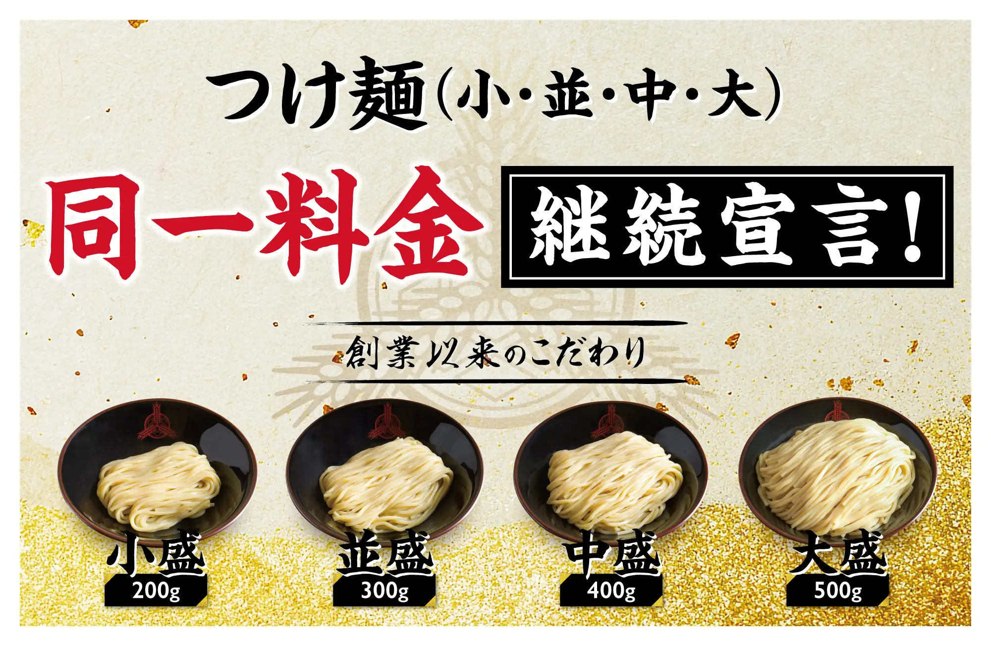 麺サイズ同一料金